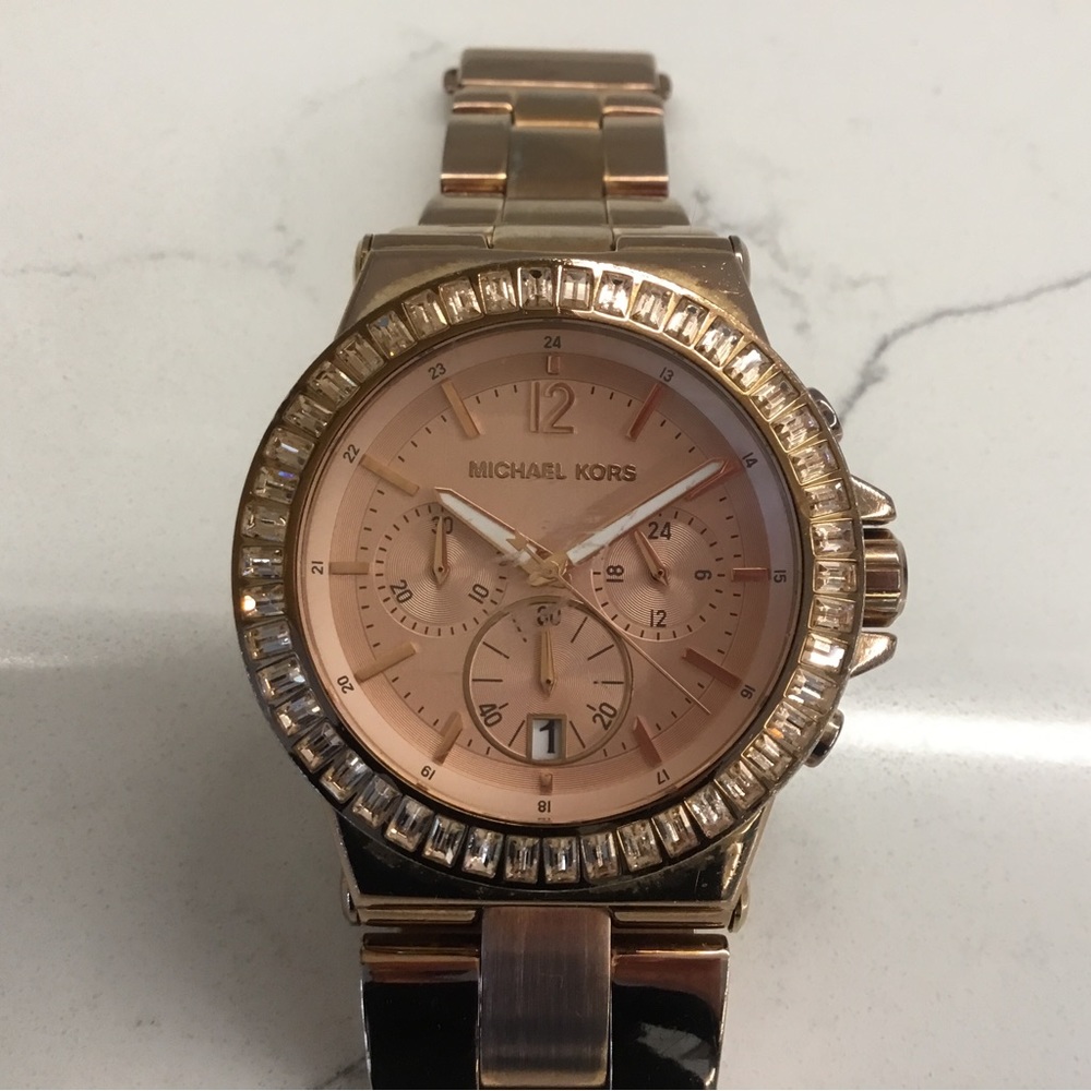 Michael Kors Dylan rose gold watch.